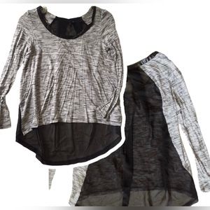 Cynthia Rowley*mixed media top leather trim